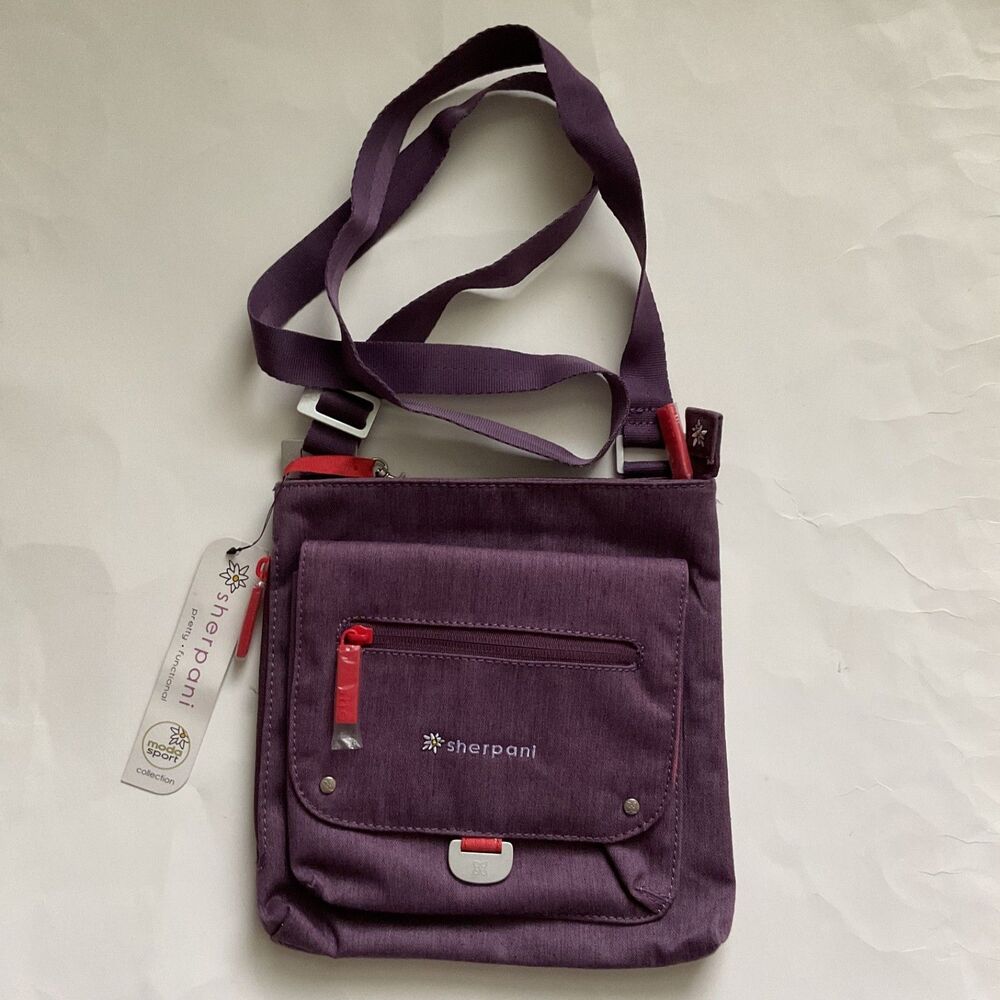 Sherpani Sadie Moda Sport Crossbody Shoulder Bag Plum Purple Canvas Travel Purse